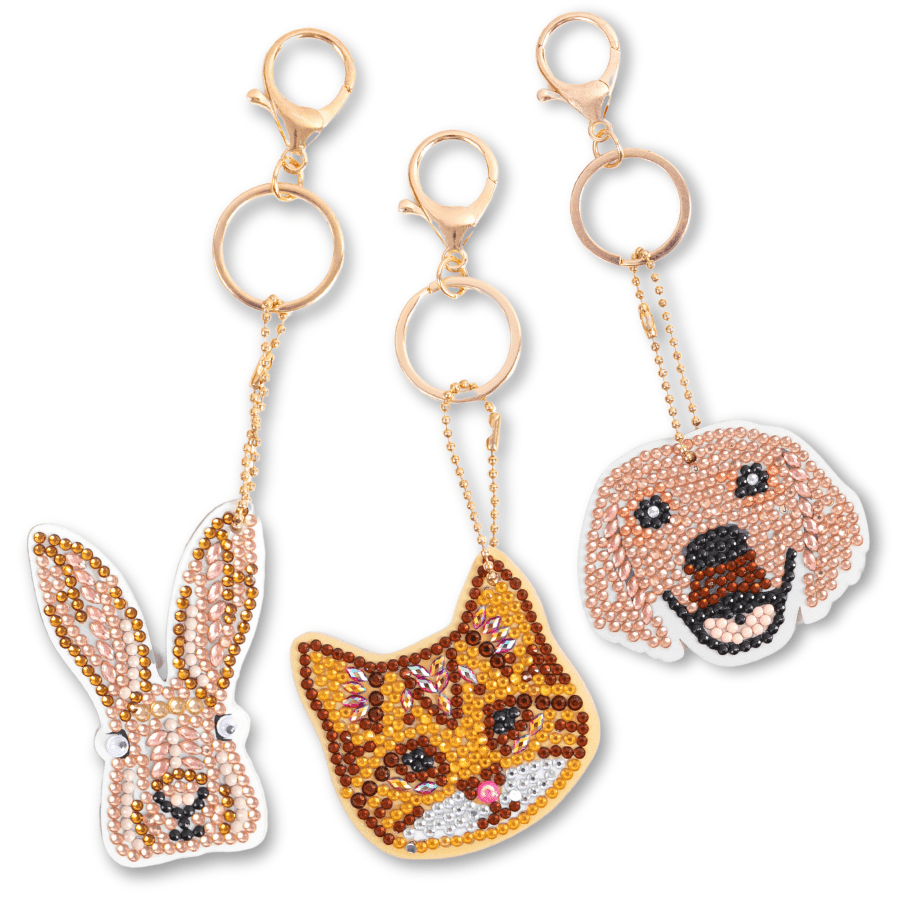 "Perfect Pets" Crystal Art Keyring Kit x 3