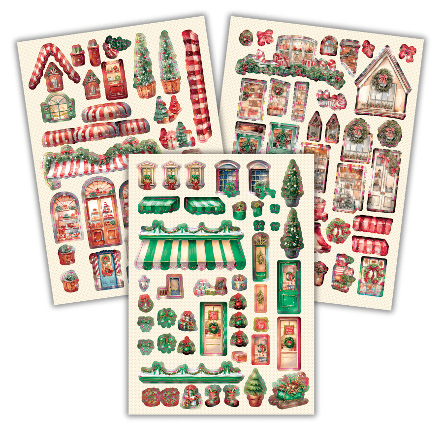 Cute Christmas Village Card Making Kit x 24 Cards