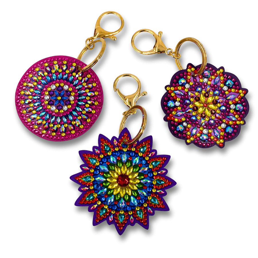 "Mandalas" Crystal Art Keyring Set x3