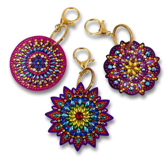 "Mandalas" Crystal Art Keyring Set x3