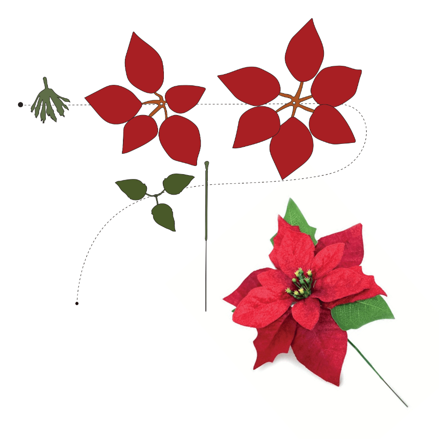 Poinsettia LED Forever Flowerz Hanging Basket