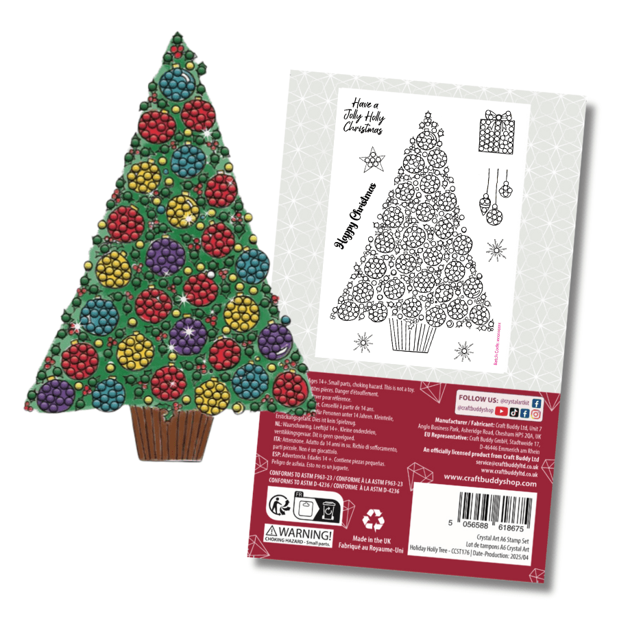 Holiday Holly Tree Crystal Art A6 Stamp Set