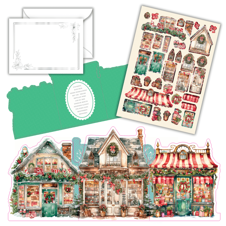 Cute Christmas Village Card Making Kit x 24 Cards