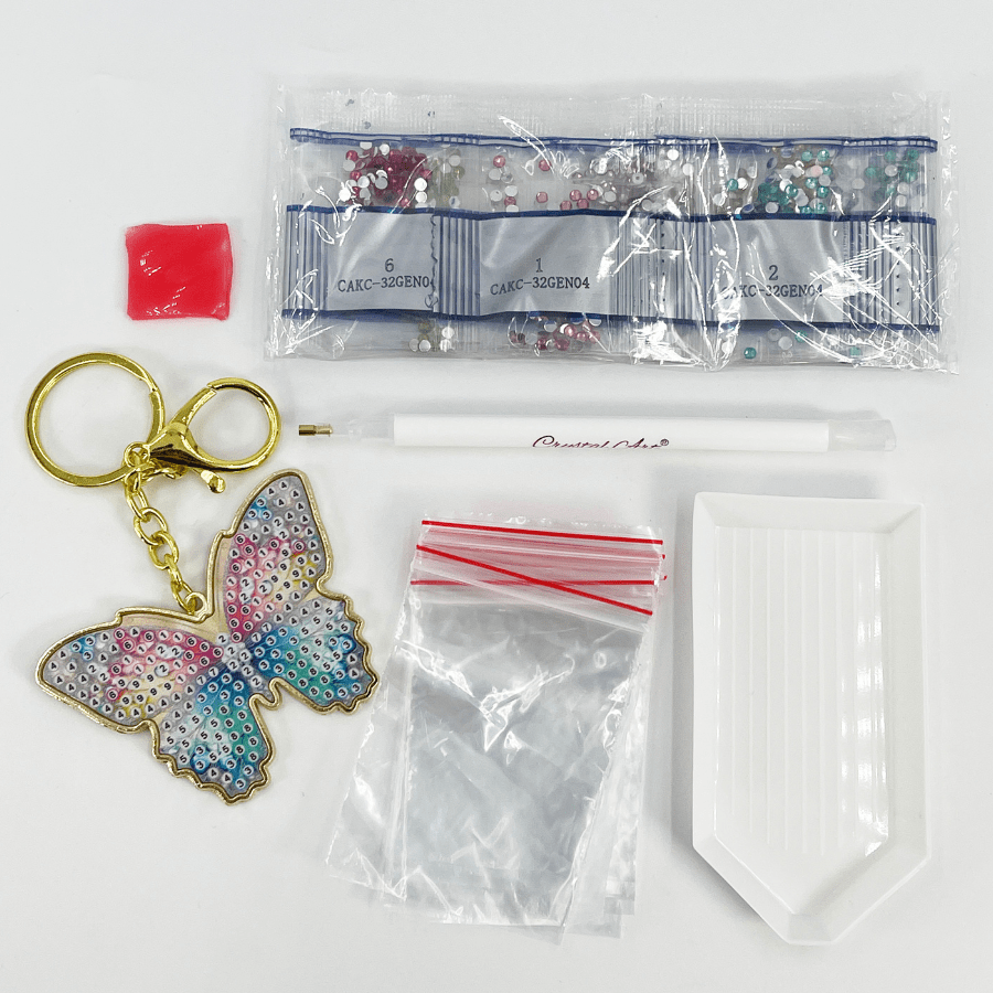 Bella Butterfly Crystal Art Metal Keyring Kit