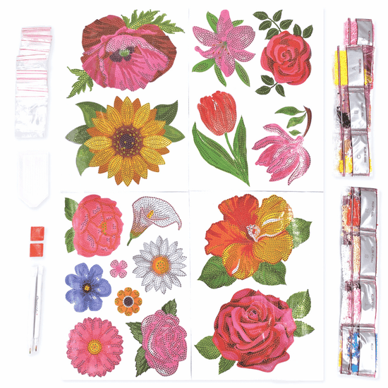 Load image into Gallery viewer, &amp;quot;Flowers&amp;quot; Crystal Art Home Décor Decals
