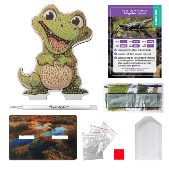 Load image into Gallery viewer, Alligator Crystal Art Wildlife Buddies contents
