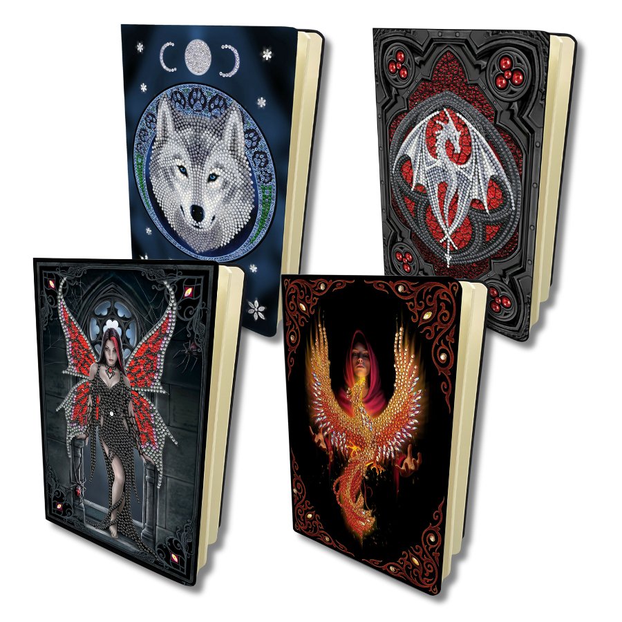 Anne Stokes Lunar Wolf Notebook Crystal Kit all4