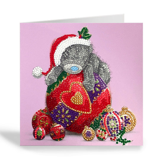 Bauble Bliss Tatty Teddy Crystal Art Card white