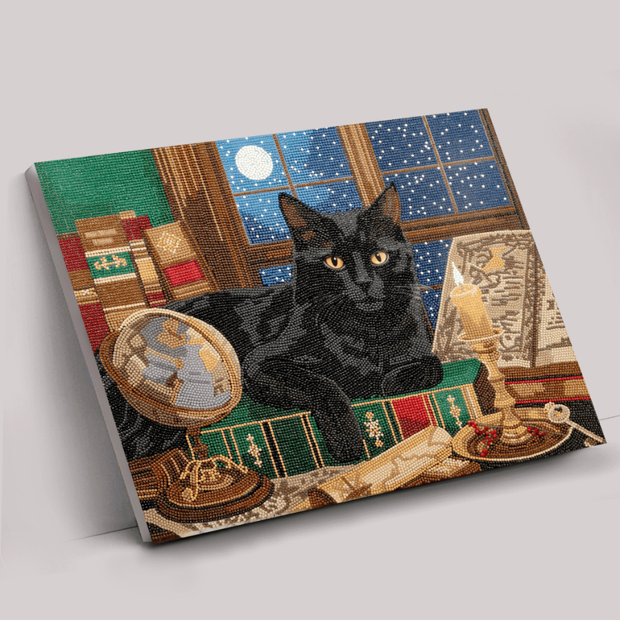 Black Cat Crystal Art Canvas Kit 50x40cm