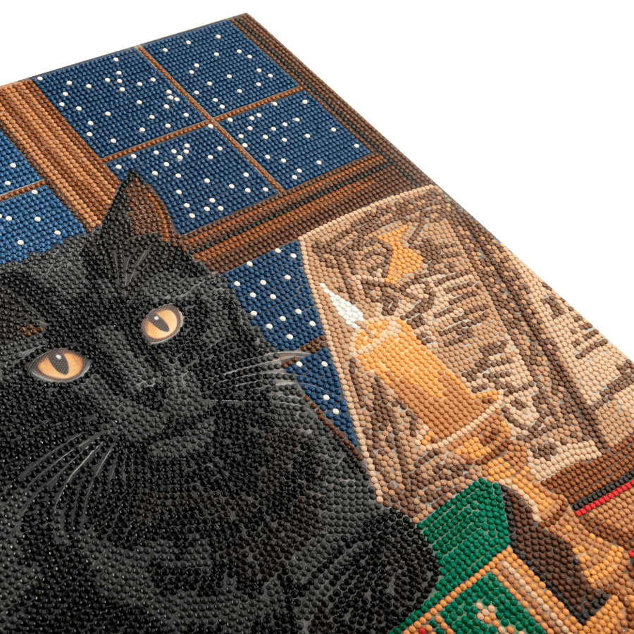 Black Cat Crystal Art Canvas Kit 50x40cm