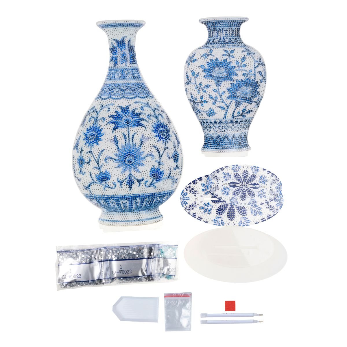 Blue vases diamond art decoration contents