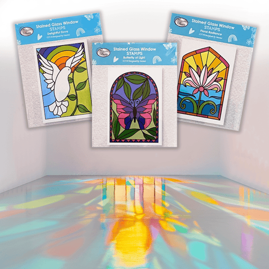 Load image into Gallery viewer, Butterfly Of Light Stained Glass Window A6 Stamp Set 10

