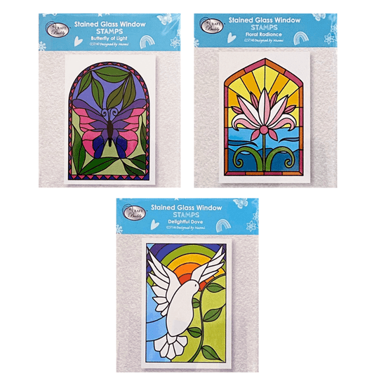 Load image into Gallery viewer, Butterfly Of Light Stained Glass Window A6 Stamp Set 11
