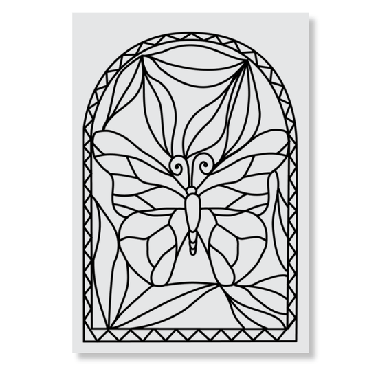 Load image into Gallery viewer, Butterfly Of Light Stained Glass Window A6 Stamp Set 1
