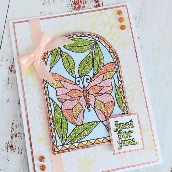 Load image into Gallery viewer, Butterfly Of Light Stained Glass Window A6 Stamp Set 6
