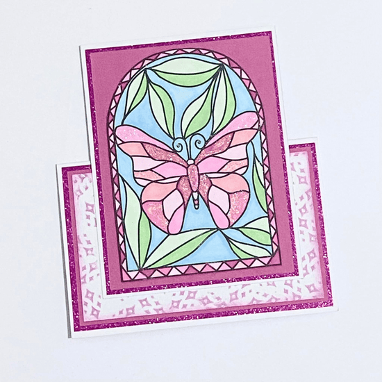 Load image into Gallery viewer, Butterfly Of Light Stained Glass Window A6 Stamp Set 9
