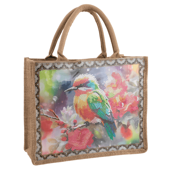 CA-FBC006 Birds Crystal Art Interchangeable Panel Jute Bag 5