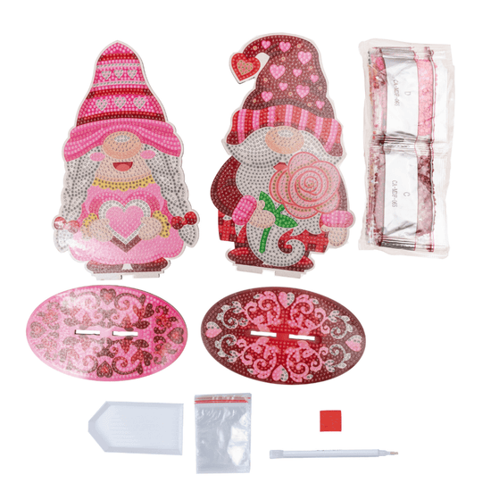 CA-MDF-065 Crystal Art Wooden Decoration Gnomes in Love contents