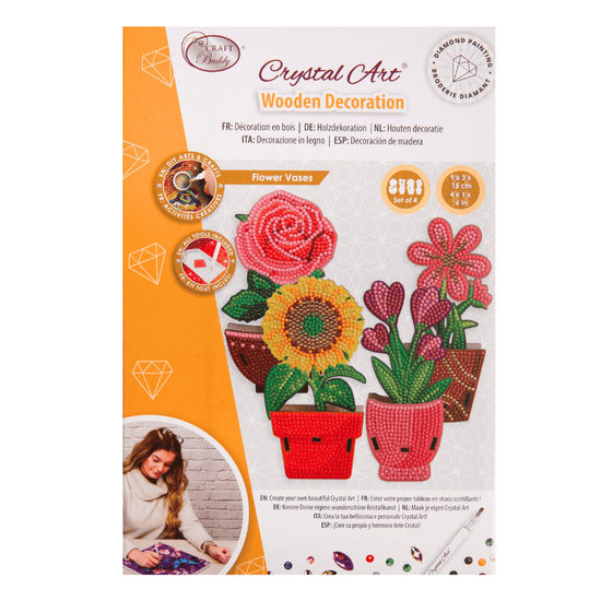 Load image into Gallery viewer, CA-WD010 Crystal Art Flower Vases Wooden Decoration Kit Set 4
