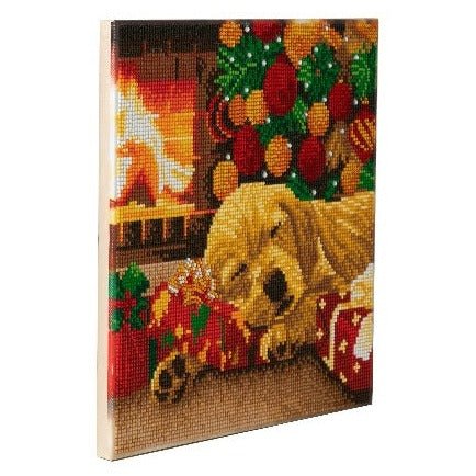 Sleeping labrador pup crystal art canvas kit side view