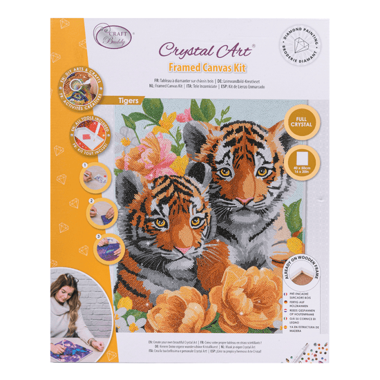 Load image into Gallery viewer, CAK-A231L Tigers Crystal Art Canvas Kit 40x50cm 1
