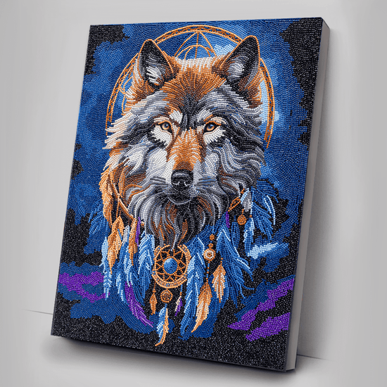 CAK-A236L Enchanted Wolf Crystal Art Canvas 40x50 grey