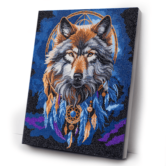 CAK-A236L Enchanted Wolf Crystal Art Canvas 40x50 white