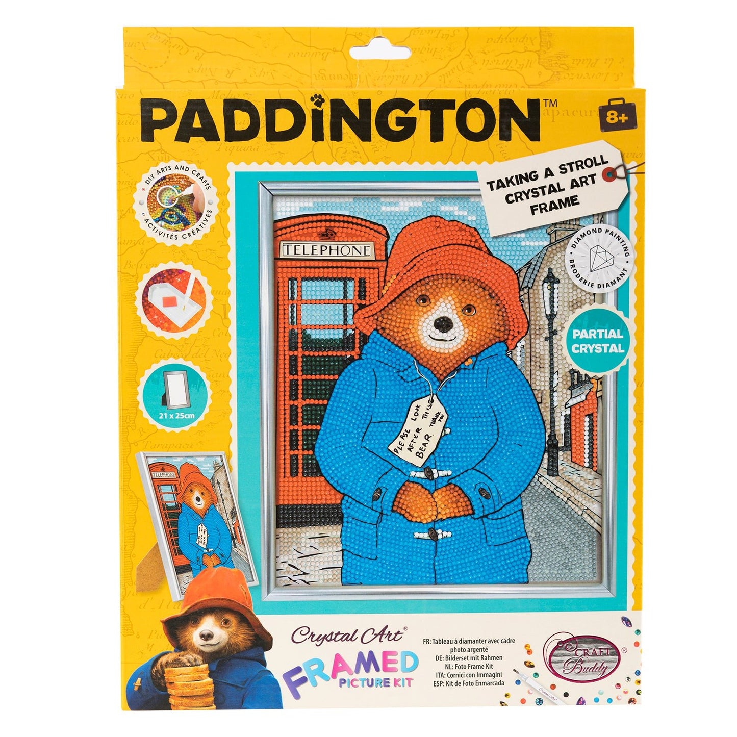 "Taking A Stroll" Paddington Bear Crystal Art Framed Kit 21x25cm