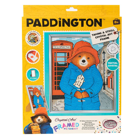Load image into Gallery viewer, &amp;quot;Taking A Stroll&amp;quot; Paddington Bear Crystal Art Framed Kit 21x25cm
