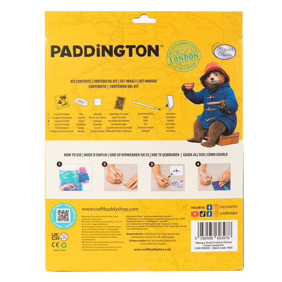 Load image into Gallery viewer, &amp;quot;Taking A Stroll&amp;quot; Paddington Bear Crystal Art Framed Kit 21x25cm
