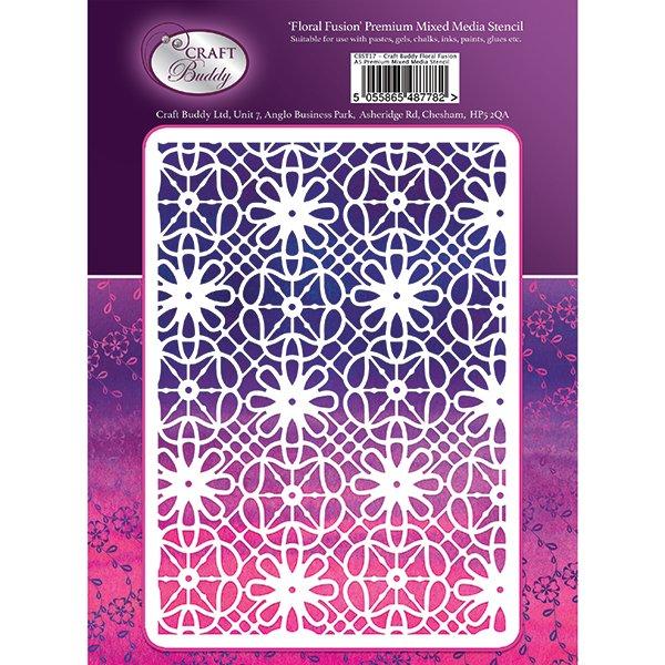 Craft Buddy Floral Fusion A5 Premium Mixed Media Stencil - CBST17