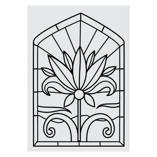 Load image into Gallery viewer, CCST148 A6 Stamp Set Stained Glass Window Floral Radiance 9
