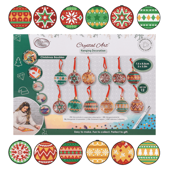 Christmas Baubles Crystal Art Hanging Decorations 8
