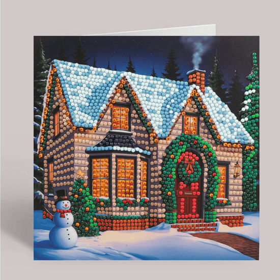 Christmas Cottage Crystal Art Card 18x18 complete