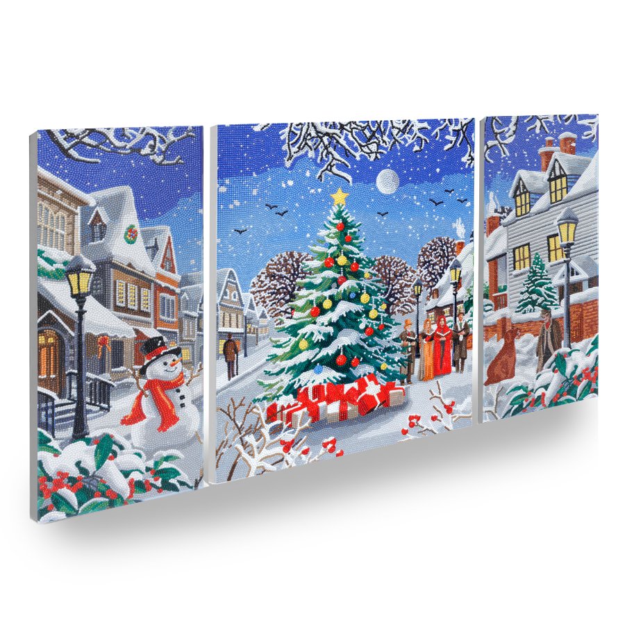 Christmas Crystal Art Canvas Triptych Set 9