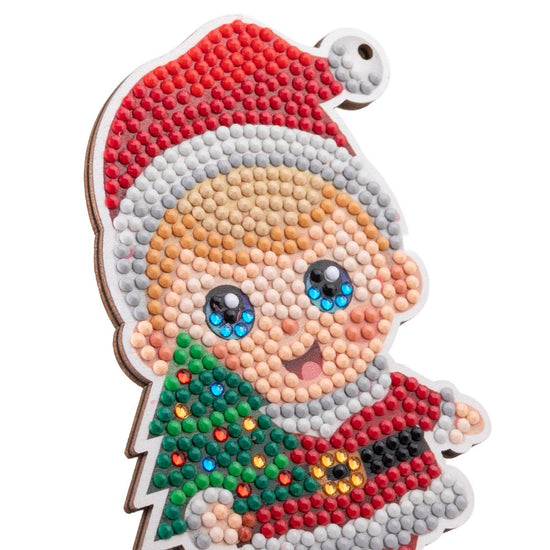 Christmas Elves Crystal Art Decorations Set closeup 1