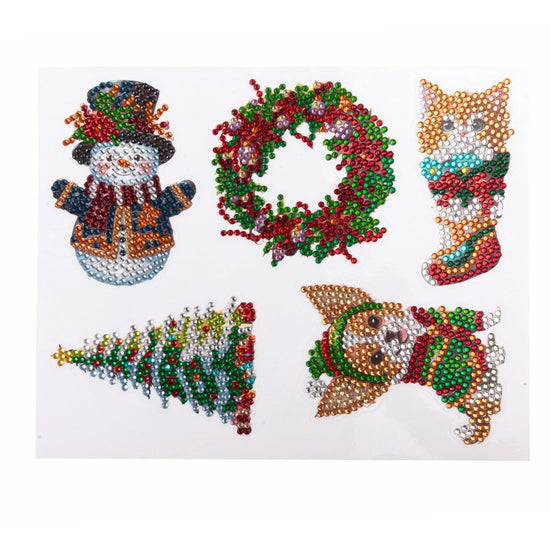 Christmas Gift Bag Tag Crystal Art Set 6