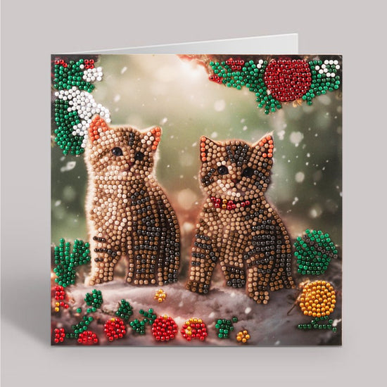 Christmas Kittens Crystal Art Card 18x18cm 7