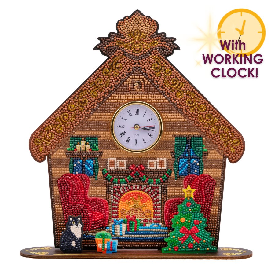 Cosy Cottage Crystal Art 3D Clock Kit 12