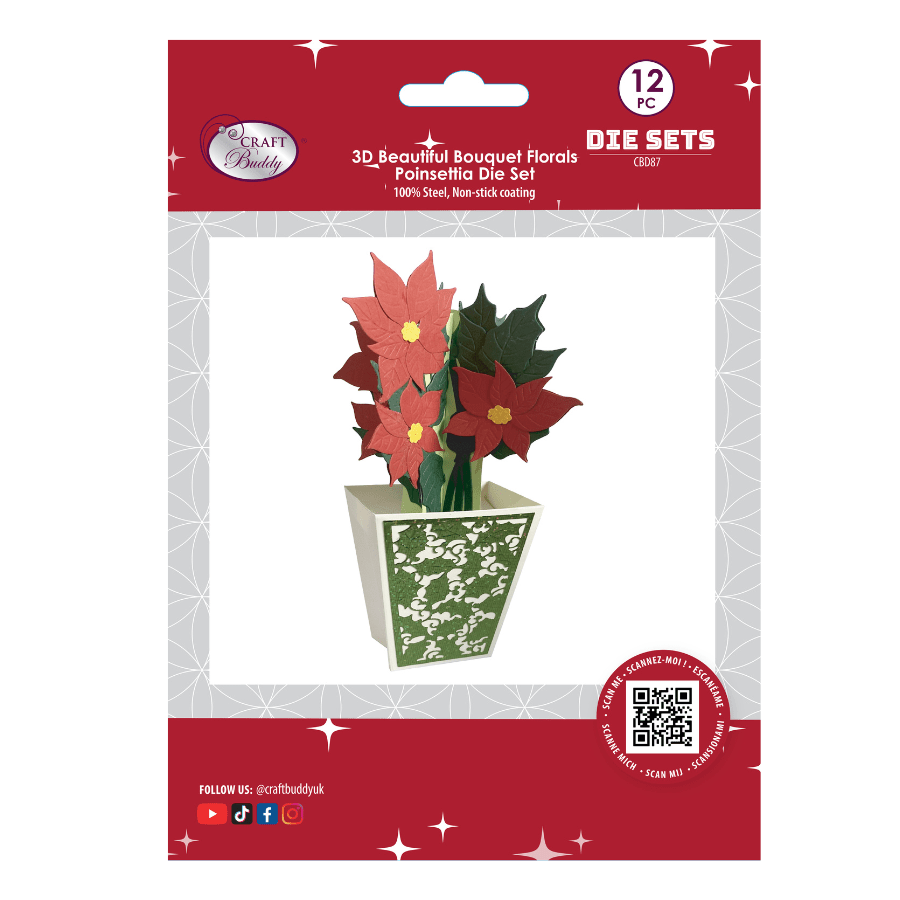 Craft Buddy Poinsettia Beautiful Bouquet 3D Gift Card Die Set5