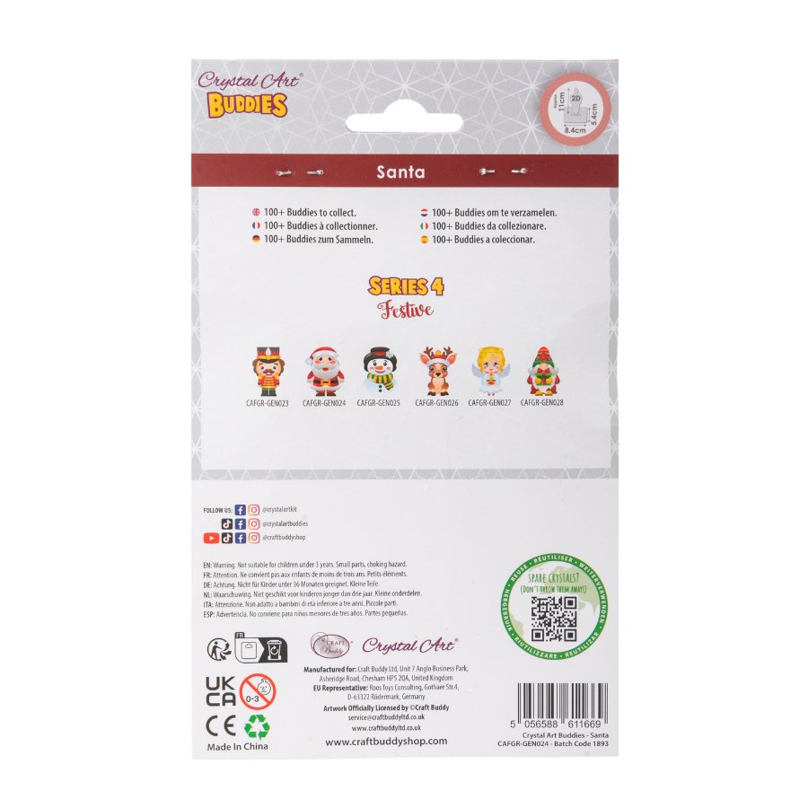 Crystal Art Buddies Series 4 Festive Decoration Santa pack back