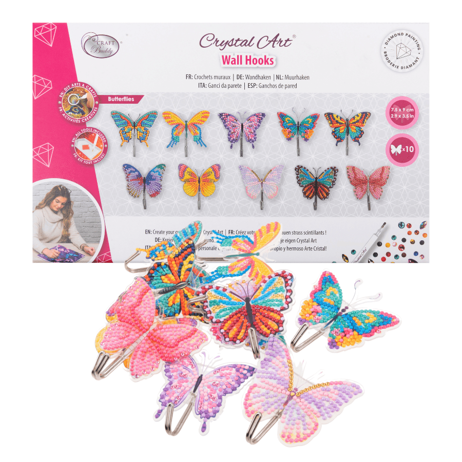 Crystal Art Butterfly Hooks Set of 10 7