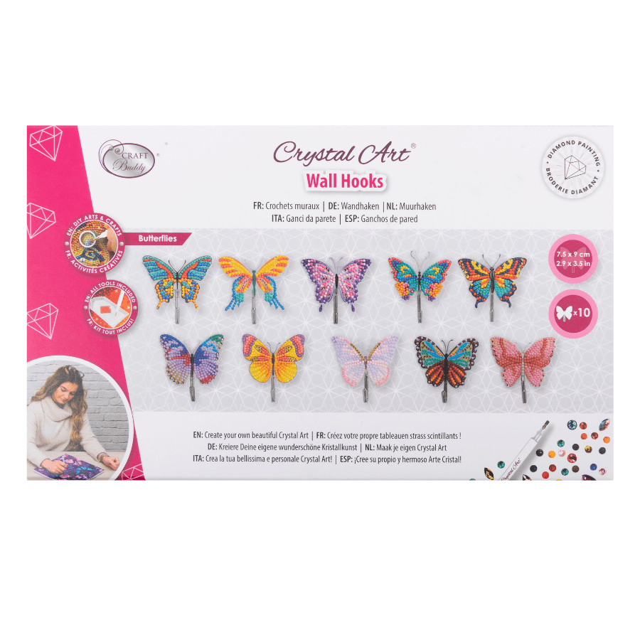 Crystal Art Butterfly Hooks Set of 10 9