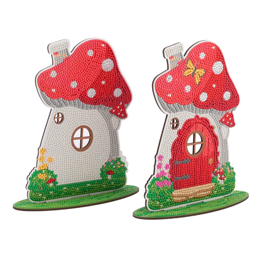 "Cute Toadstools" Crystal Art Wooden Decoration