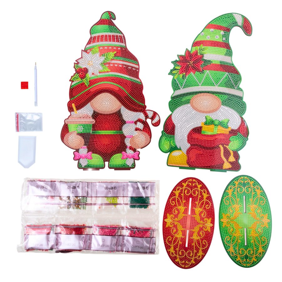 Crystal Art XXL Buddies Christmas Gnomes set contents