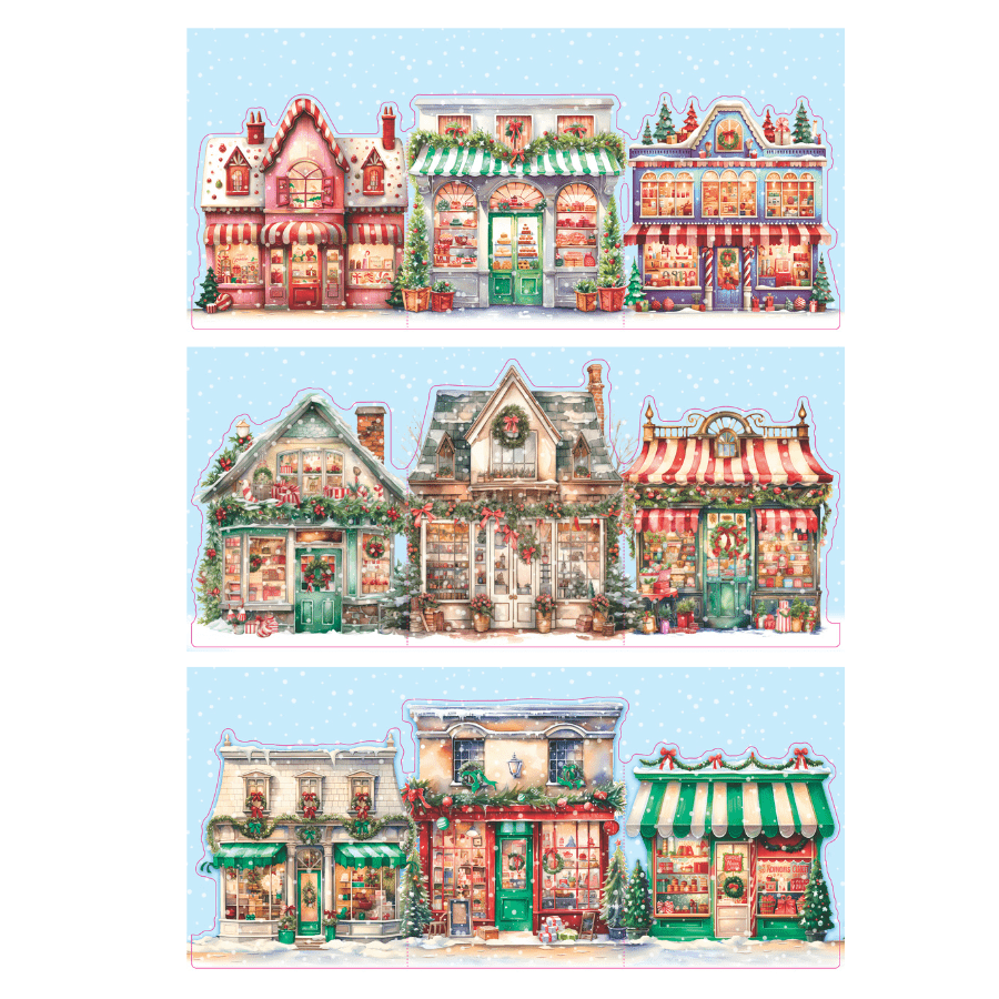 Cute Christmas Village Card Making Kit x 24 Cards