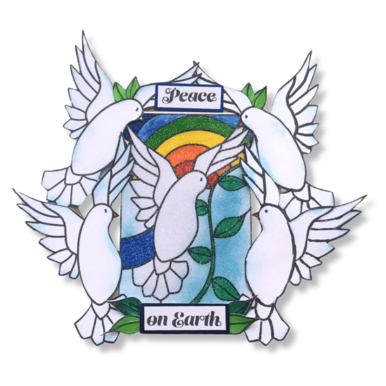 Load image into Gallery viewer, Delightful Dove Stained Glass Window A6 Stamp Set 5
