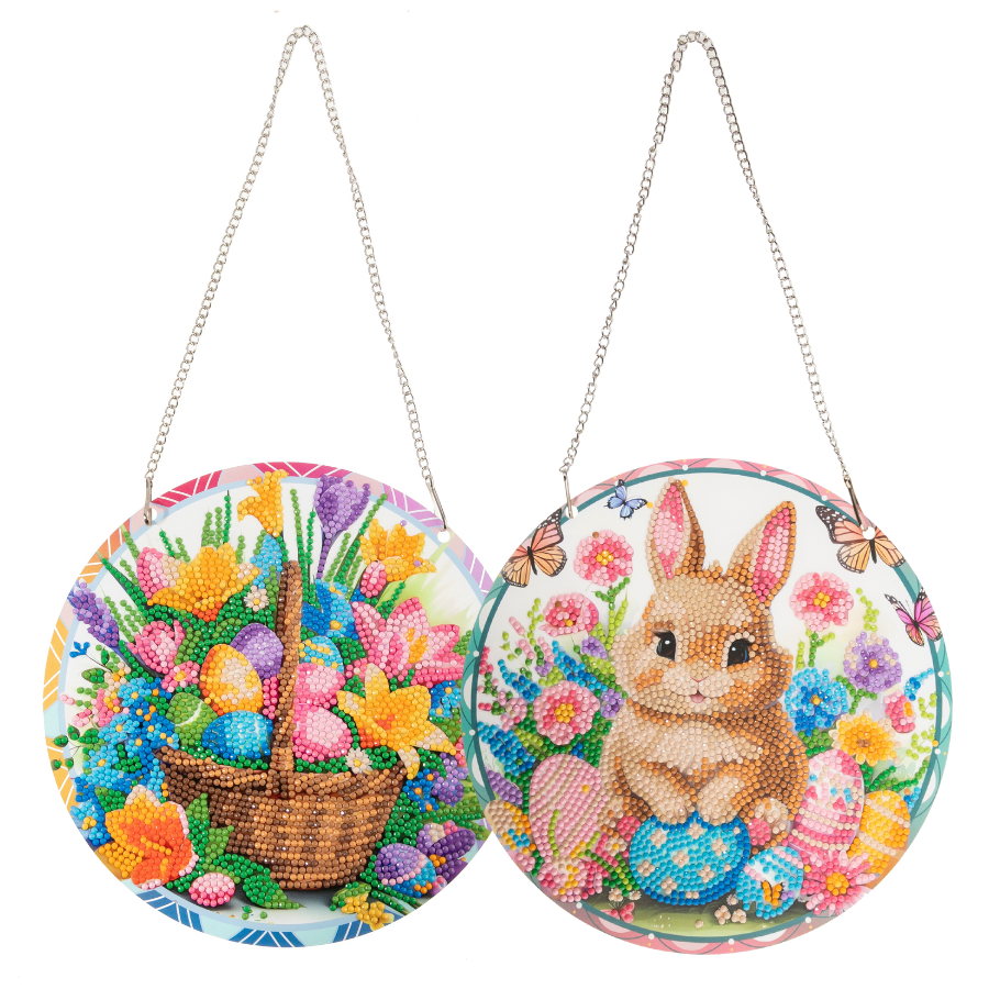 Easter Bunny & Delights Crystal Art Hanging Decoration x 2