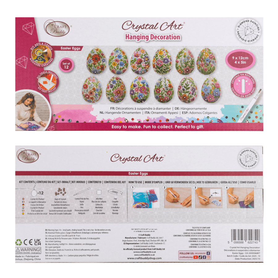Easter Eggs Crystal Art Hanging Decoration Set of 12