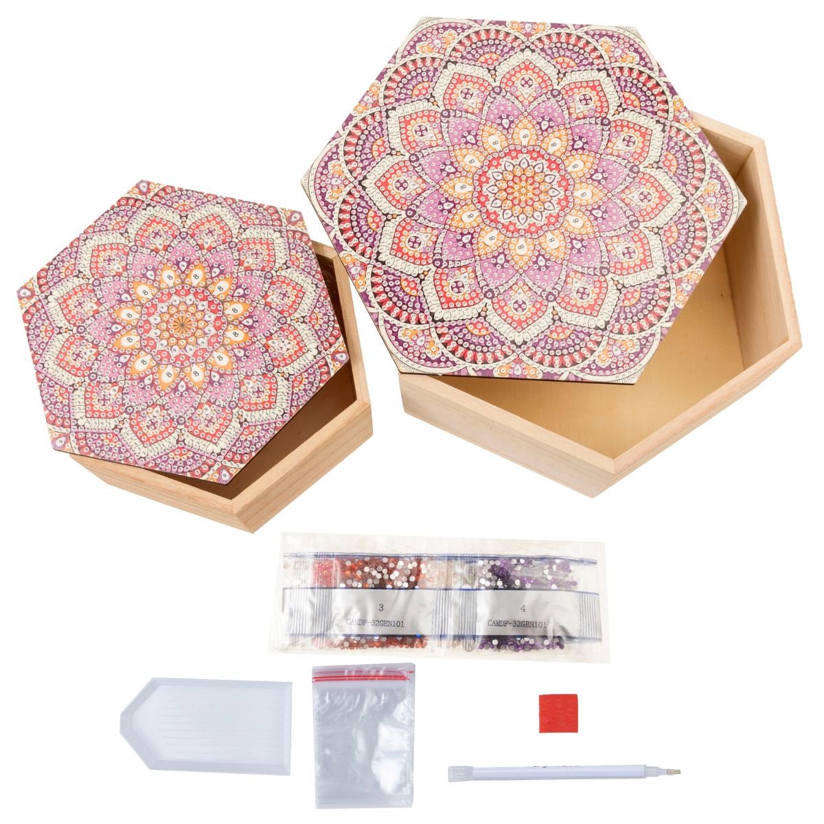 Ember orchid diamond painting wooden box contents